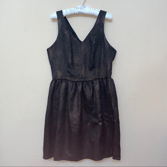 Bar III Copper Black Brocade Fit Flare Dress XXL B9/1 - Picture 3 of 12